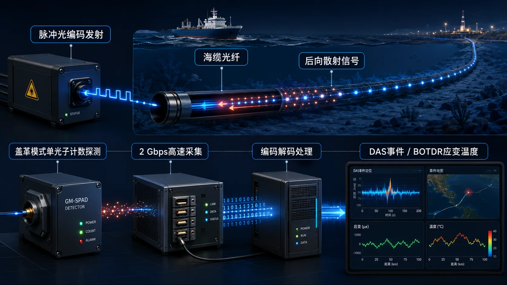 海底光缆DAS地震海洋观测场景